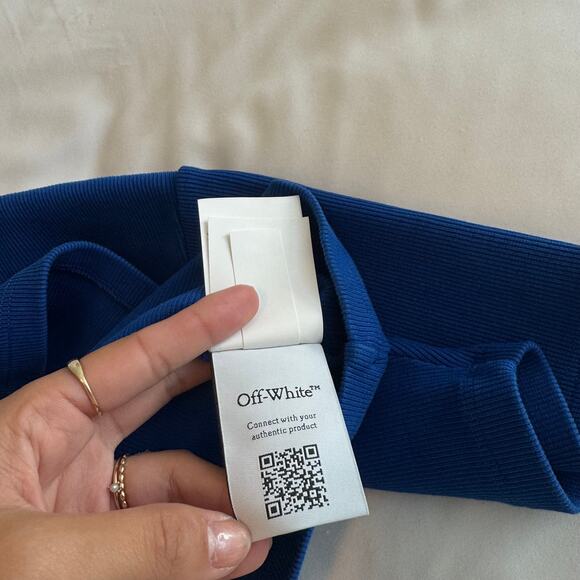 Off-White Off Stamp Blue Ribbed Crop T-Shirt Size S - Picture 5 of 9